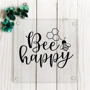 Bee Happy Glass Cutting Board